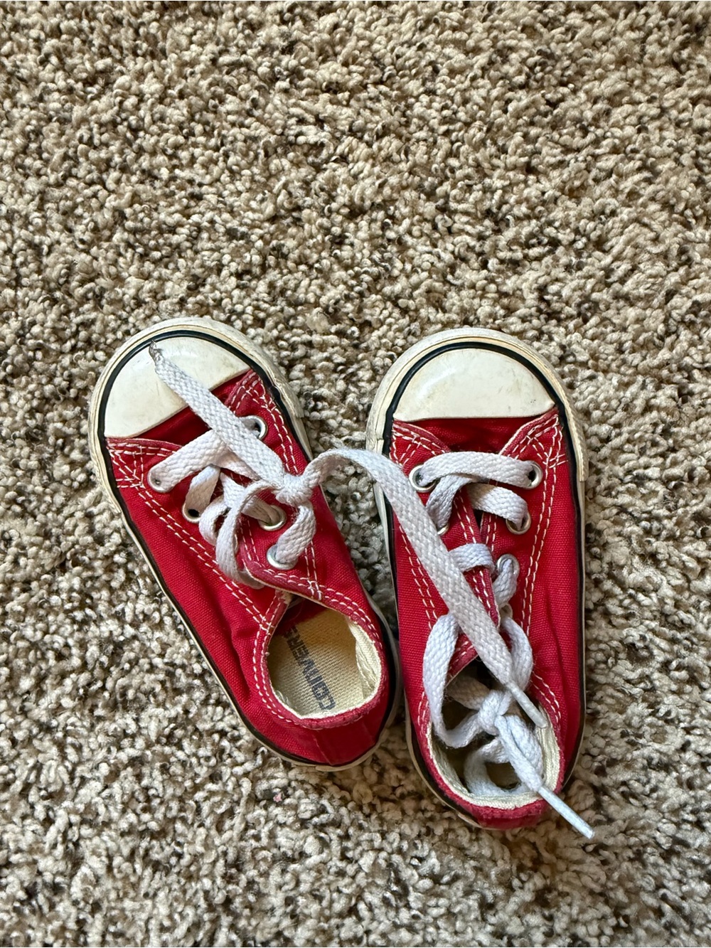 Kids Red Canvas Sneakers with White Laces